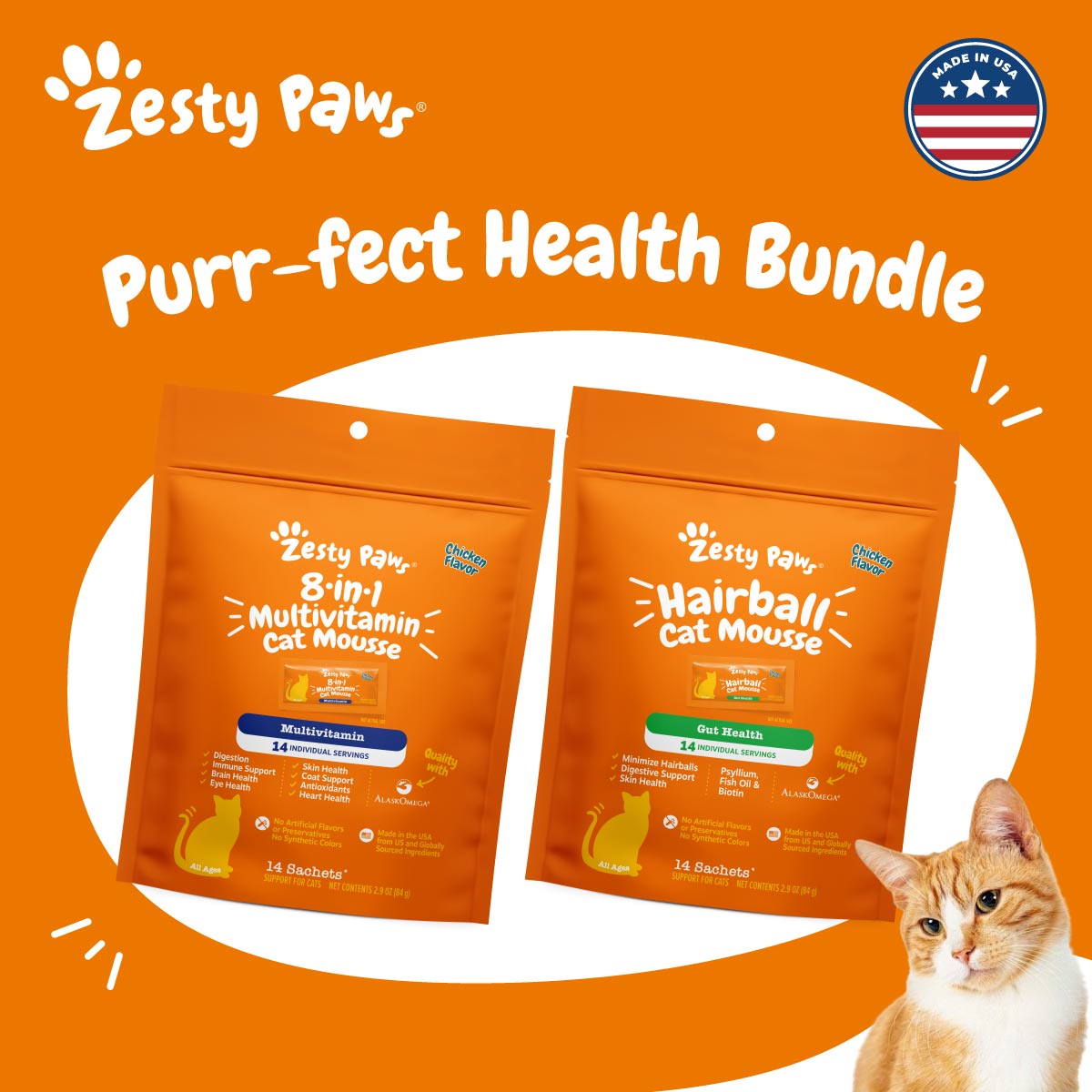 Purr-fect Health Bundle Cat Mousse Supplement (8-in-1 Multivitamin & Hairball)