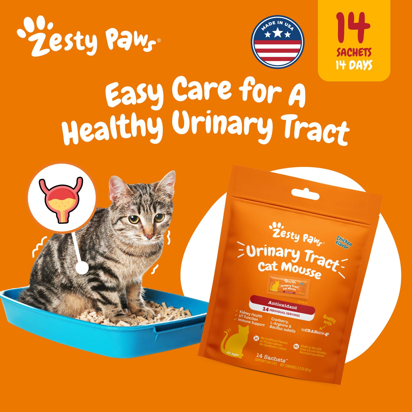 Zesty Paws Cat Mousse Urinary Tract, Chicken, 14ct Pouch
