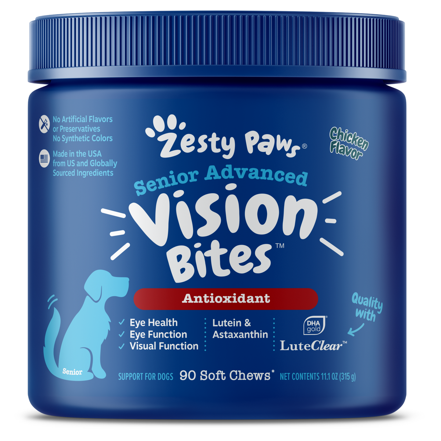 Zesty Paws Senior Advanced Vision Bites (Chicken) for Senior Dogs