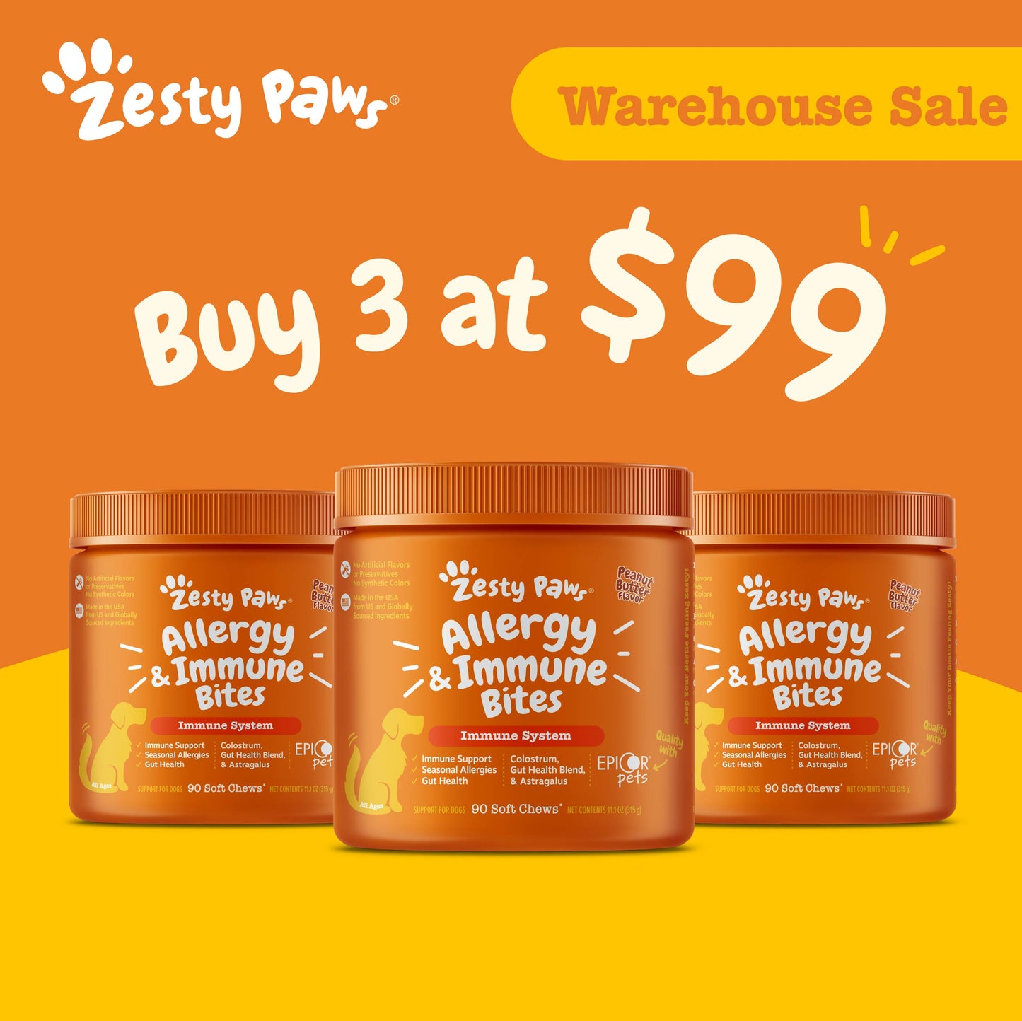 [Warehouse Sale] Zesty Paws Dog Bites (Buy 3 @ $99)