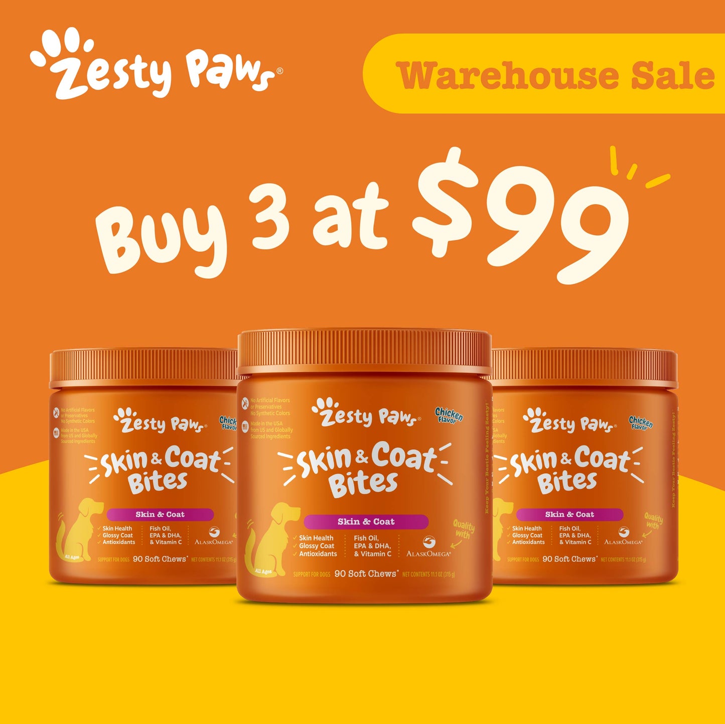 [Warehouse Sale] Zesty Paws Dog Bites (Buy 3 @ $99)