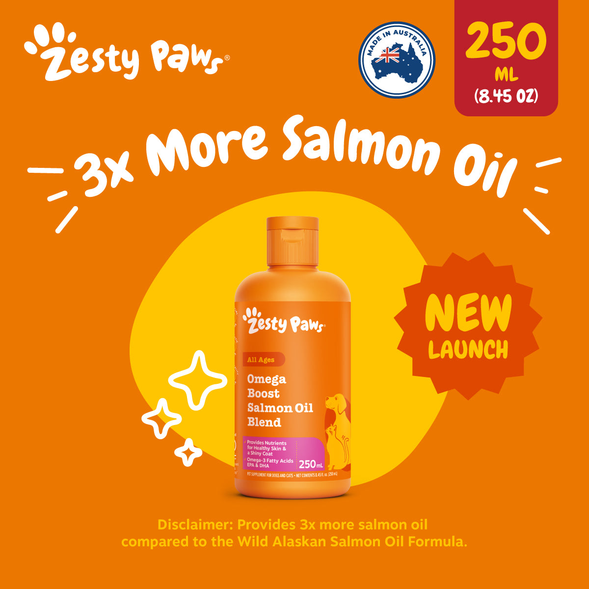 Zesty Paws Omega Boost Salmon Oil Blend 250ML (3× more Salmon Oil)