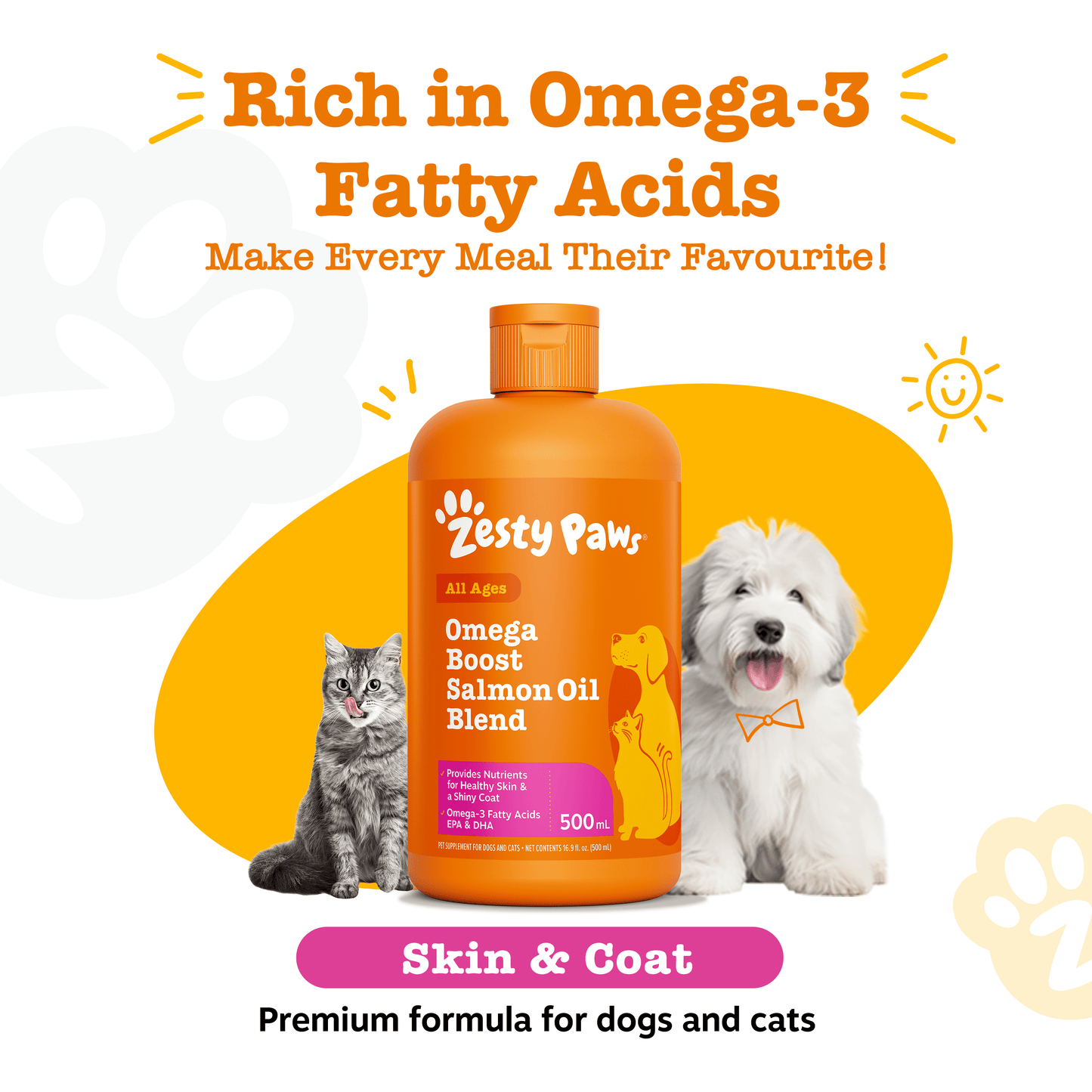 Zesty Paws Omega Boost Salmon Oil Blend 500ML (3× more Salmon Oil)