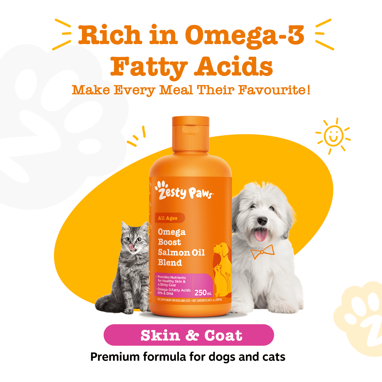 Zesty Paws Omega Boost Salmon Oil Blend 250ML (3× more Salmon Oil)