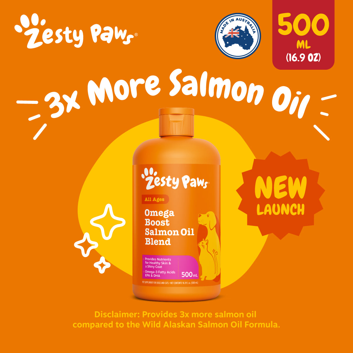 Zesty Paws Omega Boost Salmon Oil Blend 500ML (3× more Salmon Oil)