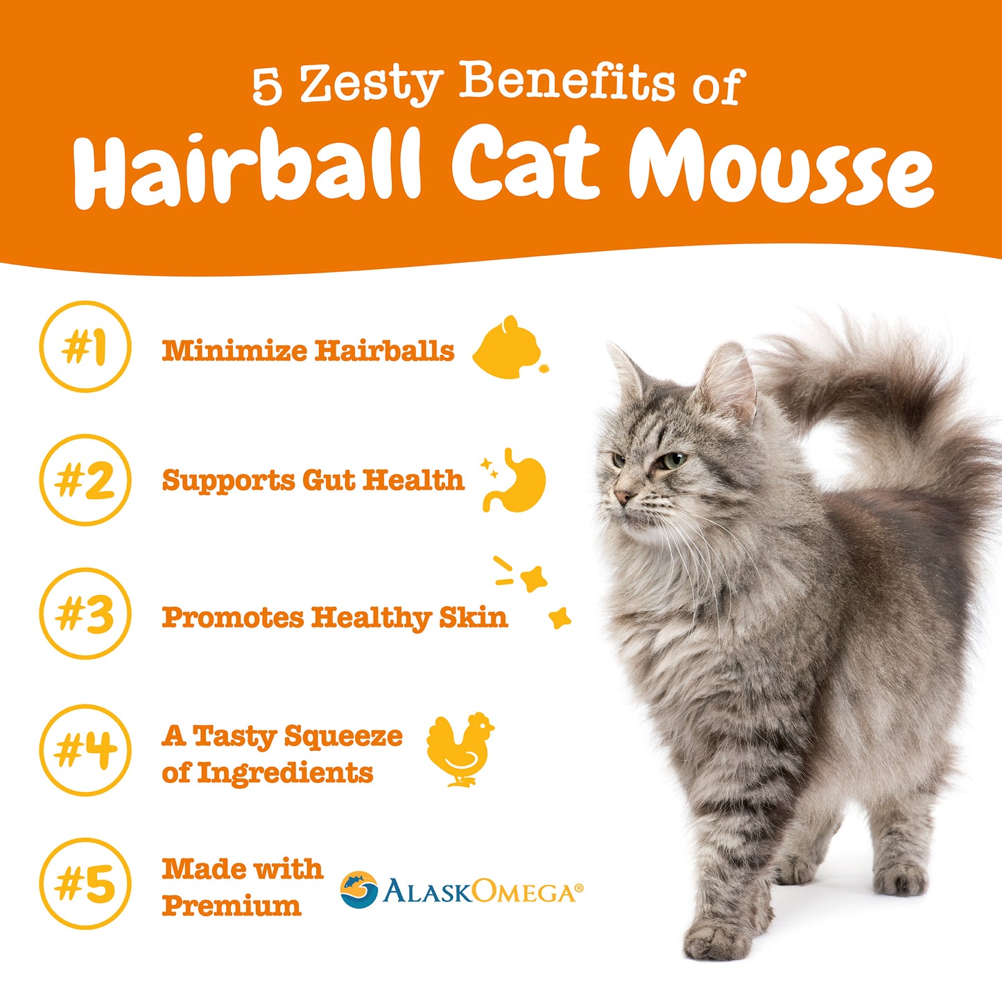 Zesty Paws Cat Mousse Hairball, Chicken, 14ct Pouch