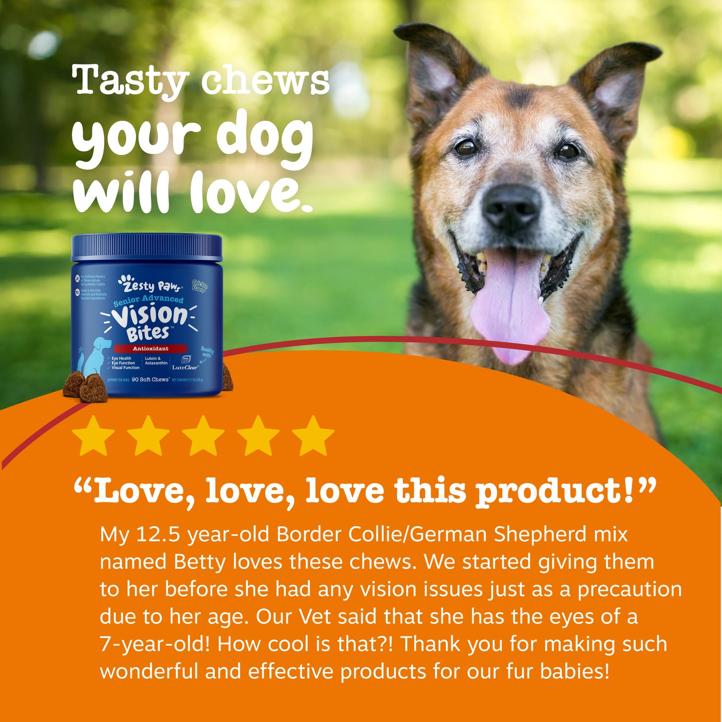 Zesty Paws Senior Advanced Vision Bites (Chicken) for Senior Dogs