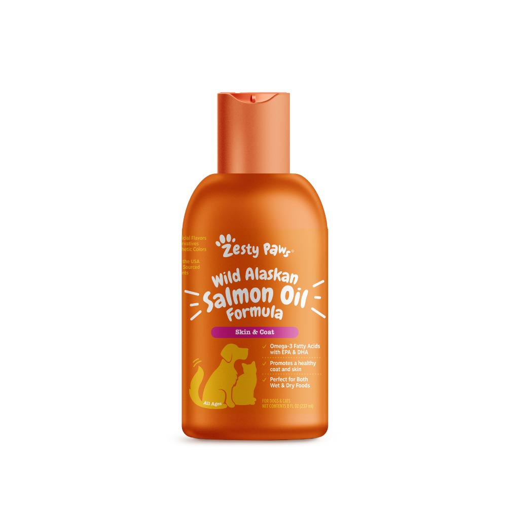 Zesty Paws Wild Alaskan Salmon Oil Formula for Cats and Dogs 8oz (237ml) | Skin & Coat | Rich in Omega 3 | EPA & DHA