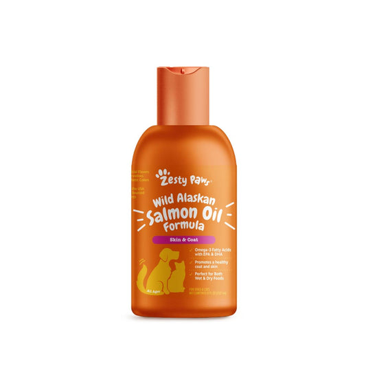 Zesty Paws Wild Alaskan Salmon Oil Formula for Cats and Dogs 8oz (237ml) | Skin & Coat | Rich in Omega 3 | EPA & DHA