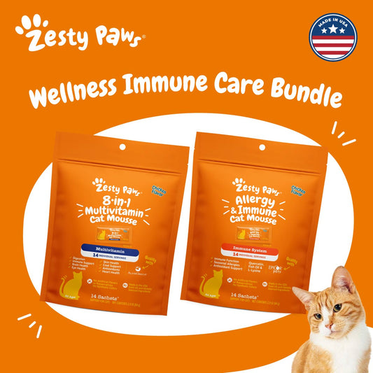 Wellness Immune Care Bundle Cat Mousse Supplement (8-in-1 Multivitamin & Allergy Immune)
