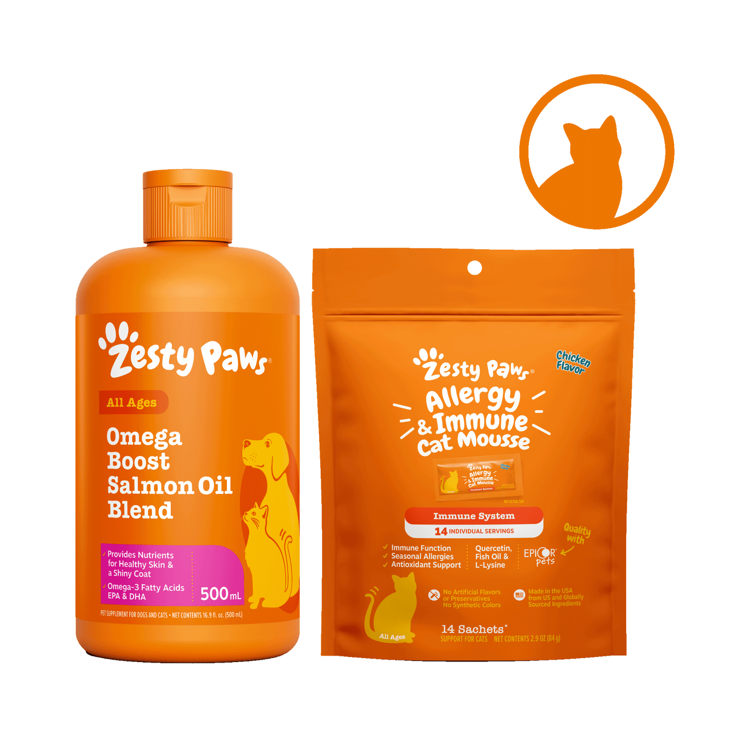 Season Of Care Bundle for Cats (Cat Mousse Allergy & Immune  + Omega Boost)